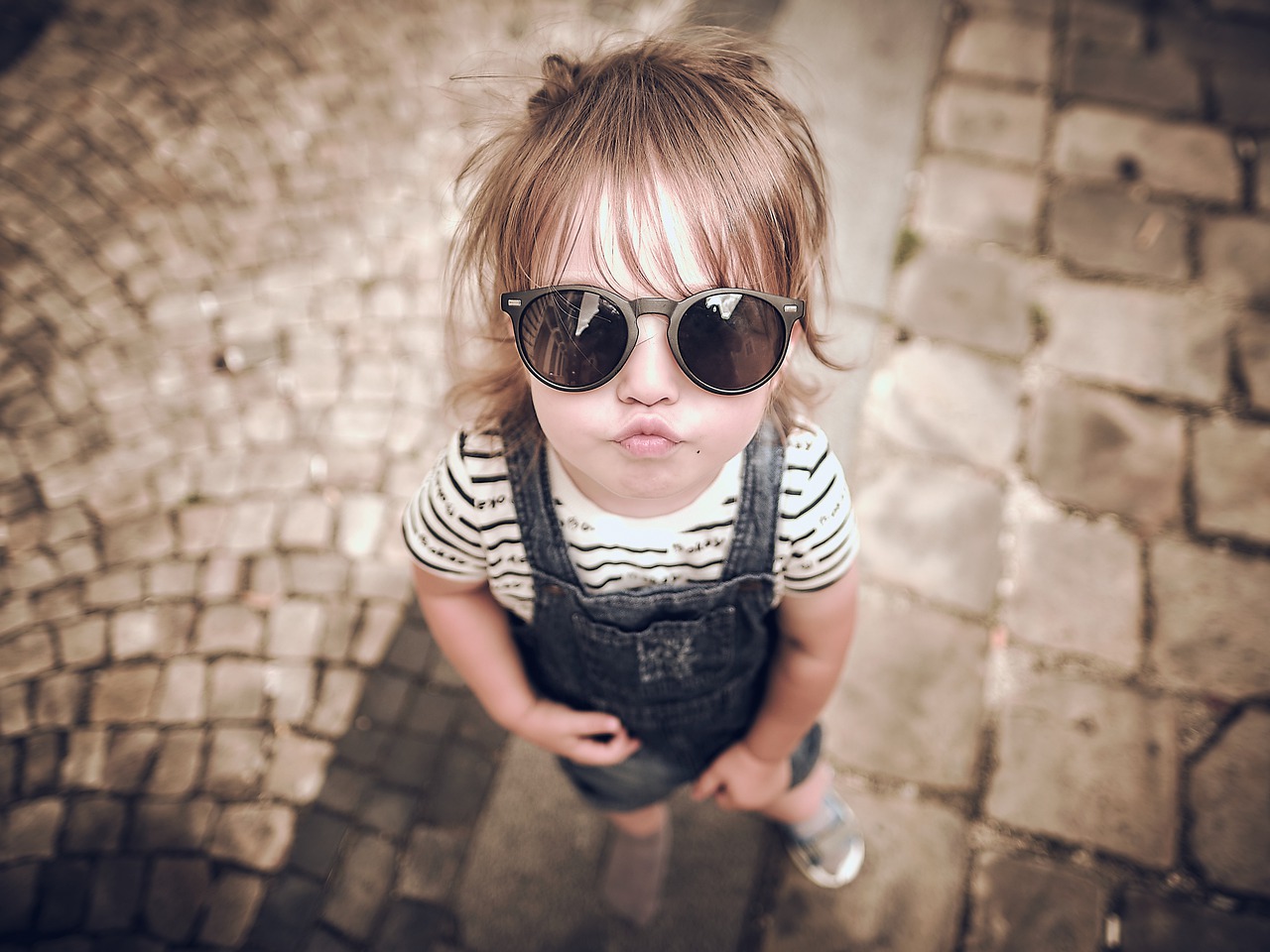 Baby girl wearing sunglasses